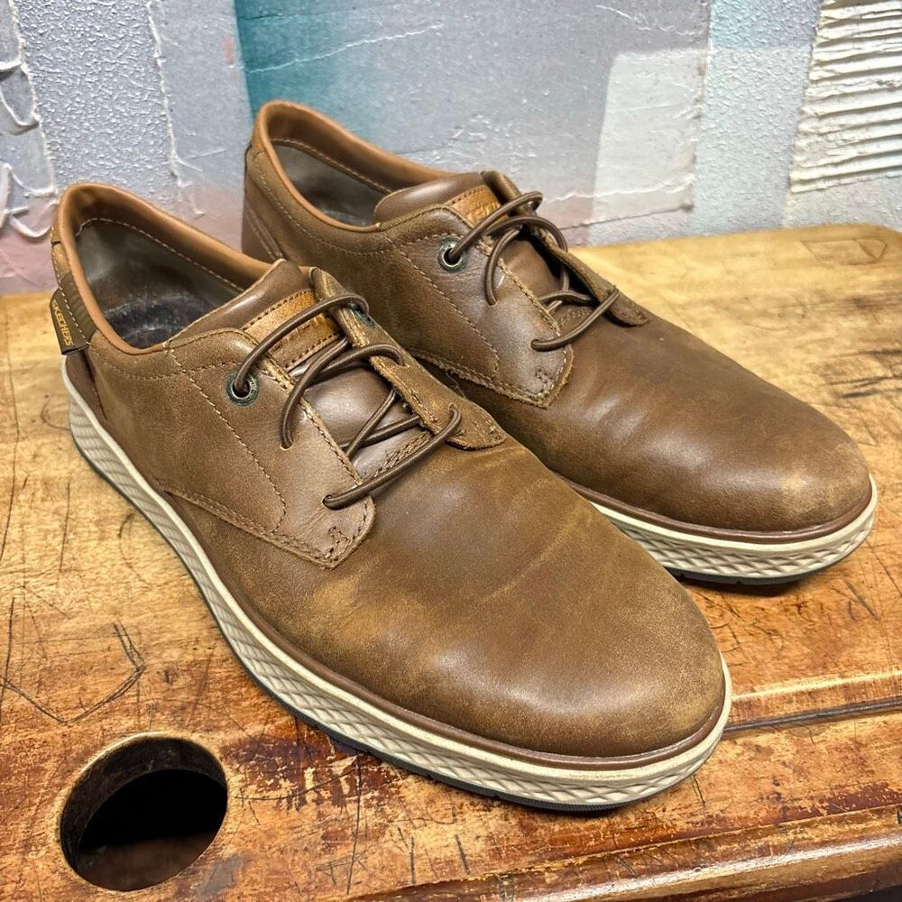 Skechers 9.5 205048 Brown Leather Casual Derby Dress Shoes Classic Preppy Sporty